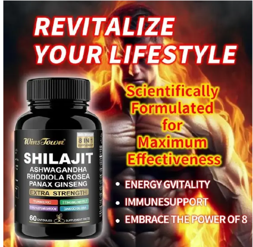 Winstown Shilajit Capsules For Men Boosts energy, enhances focus, supports immunity, and promotes overall vitality with Himalayan shilajit