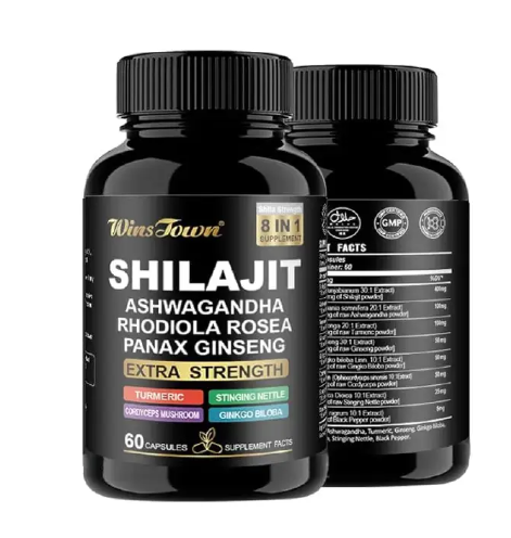 Winstown Shilajit Capsules For Men Boosts energy, enhances focus, supports immunity, and promotes overall vitality with Himalayan shilajit