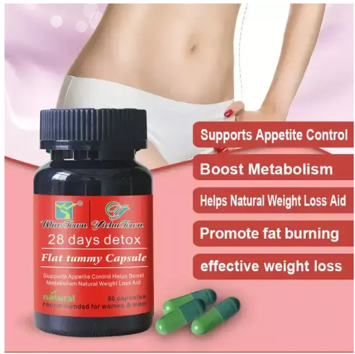 28 Days Detox Flat Tummy Capsules Supports Detoxification, Burns Belly Fat, Aids Weight Loss, Boosts Energy, Natural Herbal Ingredients