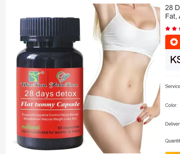 28 Days Detox Flat Tummy Capsules Supports Detoxification, Burns Belly Fat, Aids Weight Loss, Boosts Energy, Natural Herbal Ingredients
