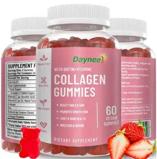 Winstown Collagen Gummies with Biotin and Vitamin C enhance skin elasticity, reduce wrinkles, and promote stronger nails and healthier hair.