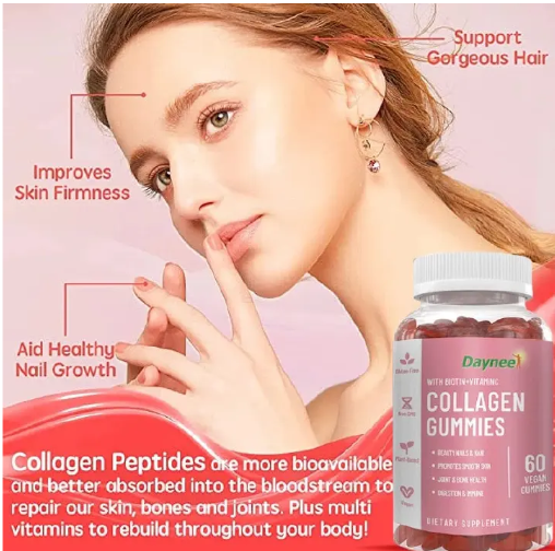 Winstown Collagen Gummies with Biotin and Vitamin C enhance skin elasticity, reduce wrinkles, and promote stronger nails and healthier hair.