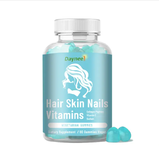 Hair, Skin, and Nails Vitamin Gummies enhance the health of hair, skin, and nails.