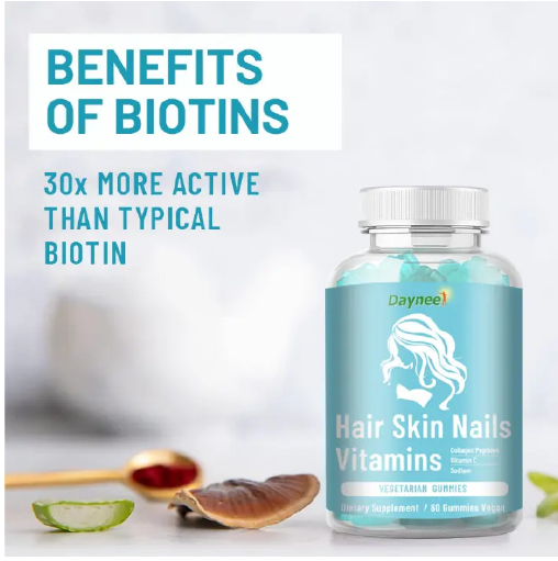 Hair, Skin, and Nails Vitamin Gummies enhance the health of hair, skin, and nails.