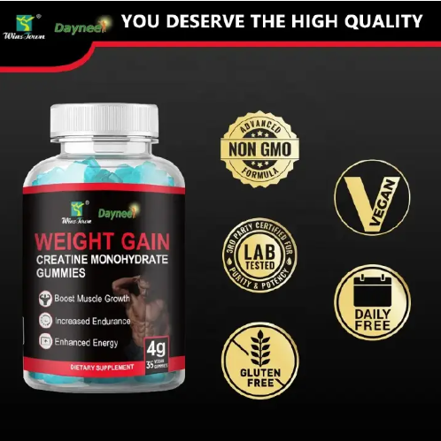 Daynee Weight Gain Gummies With Creatine Monohydrate Enhances Muscle Growth, Boosts Strength, Supports Weight Gain, Improves Workout Performance