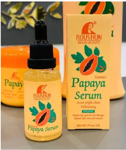Roushun Papaya Serum Brightens, Evens Tone, Exfoliates, Smooths Skin, Hydrates, Reduces Wrinkles, Soothes, Anti-inflammatory