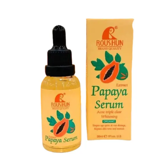Roushun Papaya Serum Brightens, Evens Tone, Exfoliates, Smooths Skin, Hydrates, Reduces Wrinkles, Soothes, Anti-inflammatory