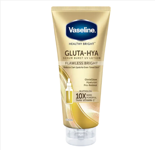 Vaseline Gluta-Hya Flawless Bright Serum-Burst Lotion Deeply Hydrates, Brightens Skin Tone, And Leaves A Smooth, Radiant Finish