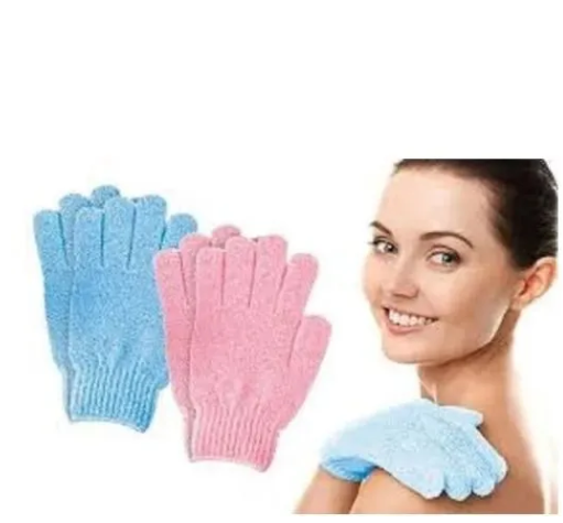 Bath Gloves Pair Exfoliating Wash Skin Spa Massage Scrub Body Scrubber (Random Color)