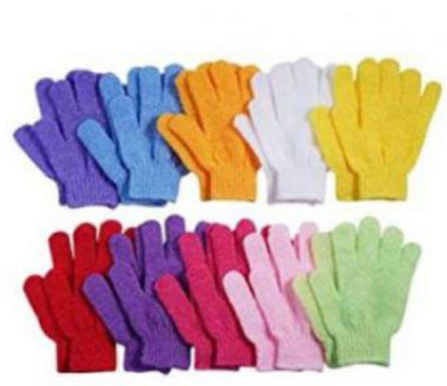 Bath Gloves Pair Exfoliating Wash Skin Spa Massage Scrub Body Scrubber (Random Color)