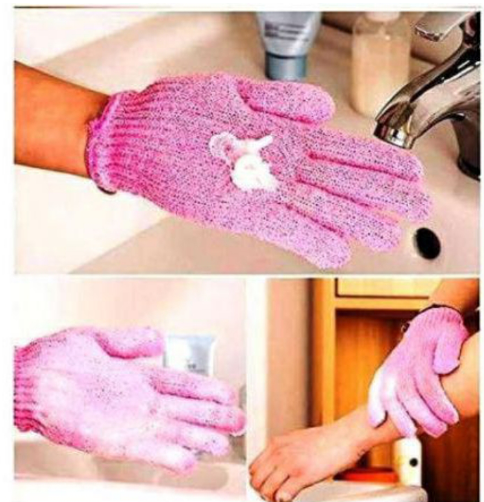 Bath Gloves Pair Exfoliating Wash Skin Spa Massage Scrub Body Scrubber (Random Color)