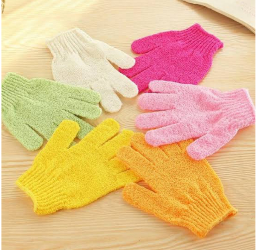 Bath Gloves Pair Exfoliating Wash Skin Spa Massage Scrub Body Scrubber (Random Color)