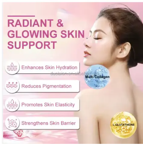 Gluta Glow Sparkle Powder Skin-Lighting Vitamin C E Biotin & Collagen Protein Drink Supplement Gluta Glow Powder Multi Collagen L-Glutathione Skin Brightening 300grms