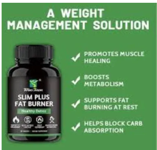 Winstown Slim Plus Fat Burner - Detox Dietary Supplement for Fast Fat Loss & Metabolism Boost Weight Loss