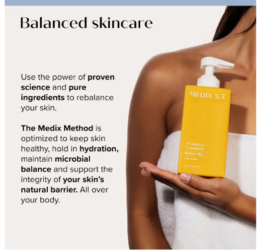 MEDIX 5.5 Vitamin C+ turmeric Cream Face & Body Lotion Moisturizer | Anti Aging Skin Care Firming & Brightening Cream Diminishes The Look Of Uneven Skin Tone, Age Spots, & Sun Damaged Dry Skin 444ml
