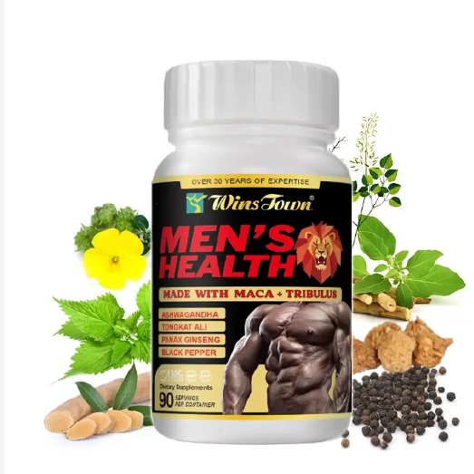 Mens Health Strength Vitality Energy Support Capsules with Maca Tribulus Ashwagandha Ginseng and Herbal Extracts for Performance Muscle Power Stamina and Overall Wellness