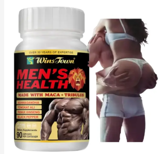Mens Health Strength Vitality Energy Support Capsules with Maca Tribulus Ashwagandha Ginseng and Herbal Extracts for Performance Muscle Power Stamina and Overall Wellness