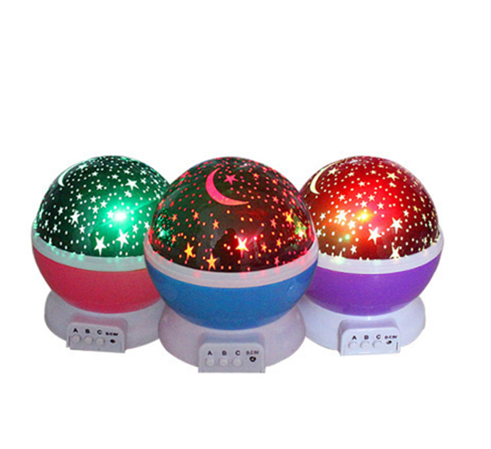 USB Charging LED Colorful Magical Rotating Moon Star Projector