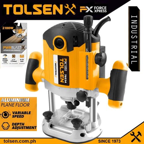 Tolsen 2100W Electric Router Variable Speed Plunge Router Wood Router Trimmer Wood Milling Engraving Slotting Machine Tolsen