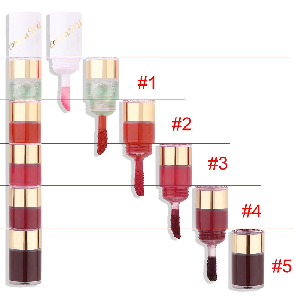 5-color lip gloss lipstick combination matte matte surface is not easy to take off makeup in case of water, dip the cup 5 sections of lip glaze