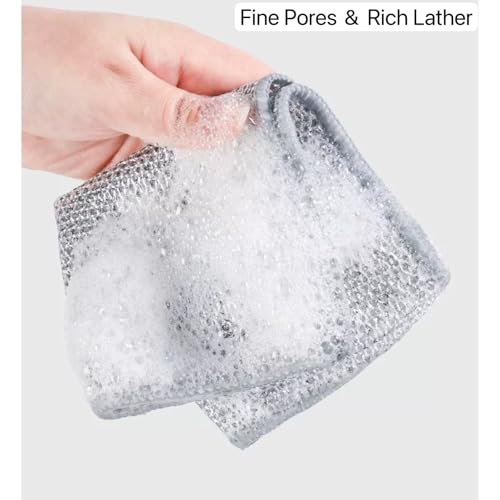 12 pieces of steel wire dishwashing rags, multi-purpose steel wire dishwashing rags, upgraded wet and dry steel wire cleaning cloth, used to clean tableware, non-scraping dishwashing cloth, metal clea