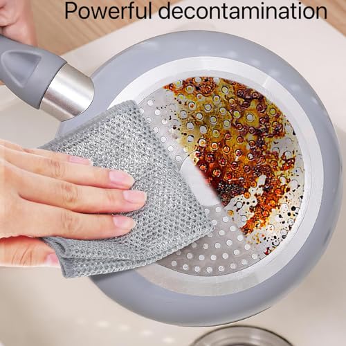 12 pieces of steel wire dishwashing rags, multi-purpose steel wire dishwashing rags, upgraded wet and dry steel wire cleaning cloth, used to clean tableware, non-scraping dishwashing cloth, metal clea
