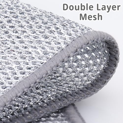 12 pieces of steel wire dishwashing rags, multi-purpose steel wire dishwashing rags, upgraded wet and dry steel wire cleaning cloth, used to clean tableware, non-scraping dishwashing cloth, metal clea
