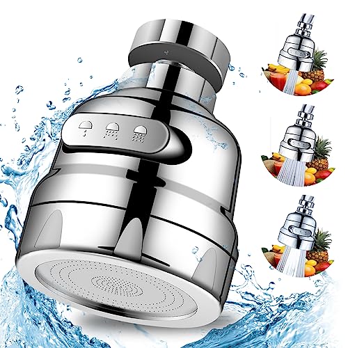 Kitchen faucet sprayer accessories, removable faucet extender, with 3 spray modes, 360° rotatable sink faucet head, splash-proof faucet booster shower and water-saving faucet suitable for kitchen