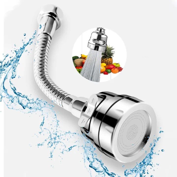 Kitchen faucet sprayer accessories, removable faucet extender, with 3 spray modes, 360° rotatable sink faucet head, splash-proof faucet booster shower and water-saving faucet suitable for kitchen