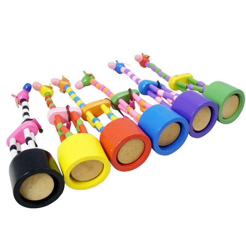 5Pcs Wooden Giraffe Figurine Toy, Finger Puppets Dancing Rocking Giraffe Finger Puppets Push Up Toys for Boys Kids Girls (Random Style)