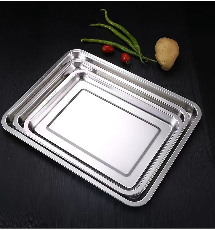 Large Stainless Steel Baking & Roasting Tray 36×27x4cm – Heavy Duty Oven, Stovetop & BBQ Pan for Meat, Fish & Vegetables, 2PCS Reusable Kitchen Bakeware
