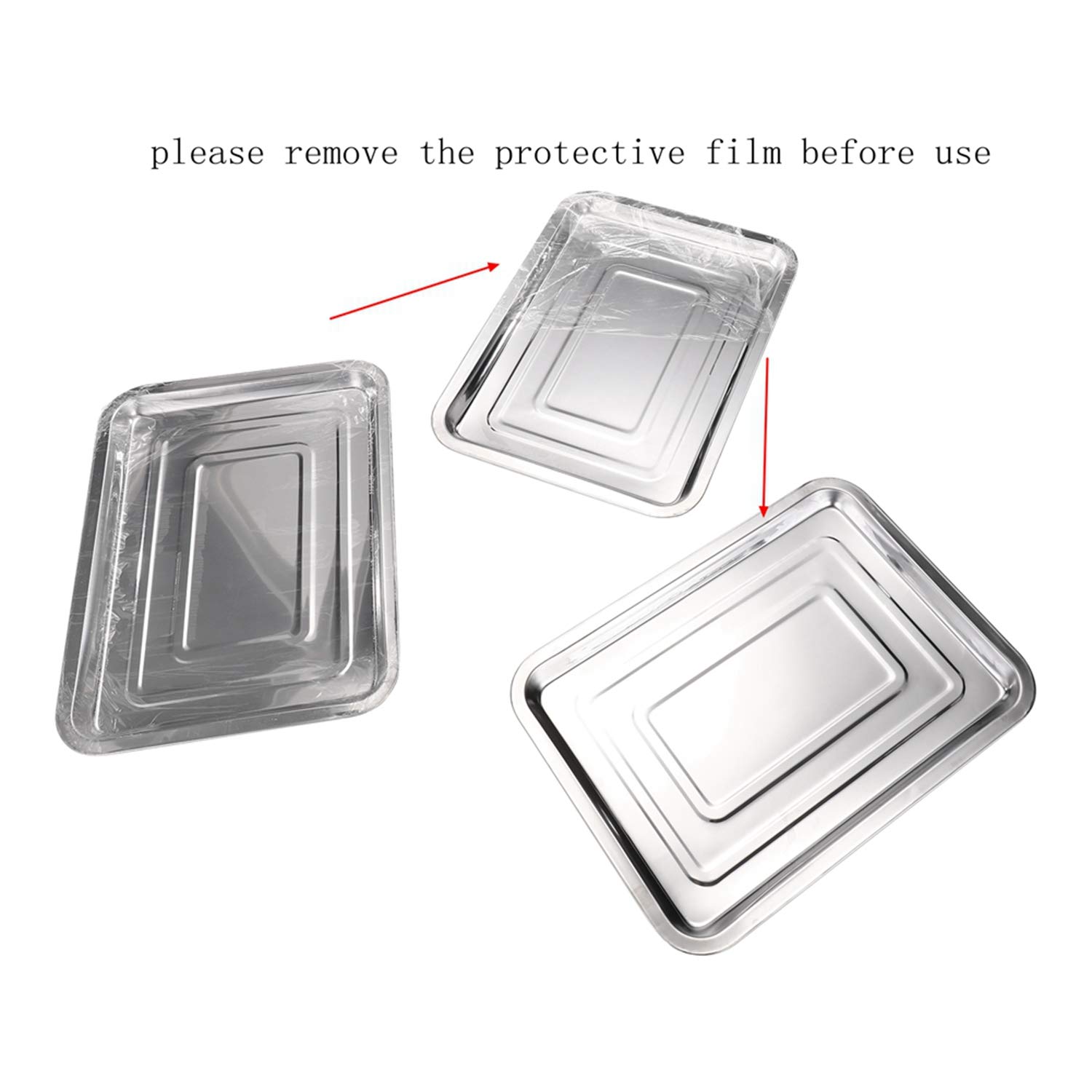Large Stainless Steel Baking & Roasting Tray 36×27x4cm – Heavy Duty Oven, Stovetop & BBQ Pan for Meat, Fish & Vegetables, 2PCS Reusable Kitchen Bakeware