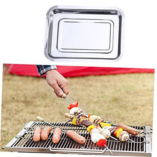 Large Stainless Steel Baking & Roasting Tray 36×27x4cm – Heavy Duty Oven, Stovetop & BBQ Pan for Meat, Fish & Vegetables, 2PCS Reusable Kitchen Bakeware