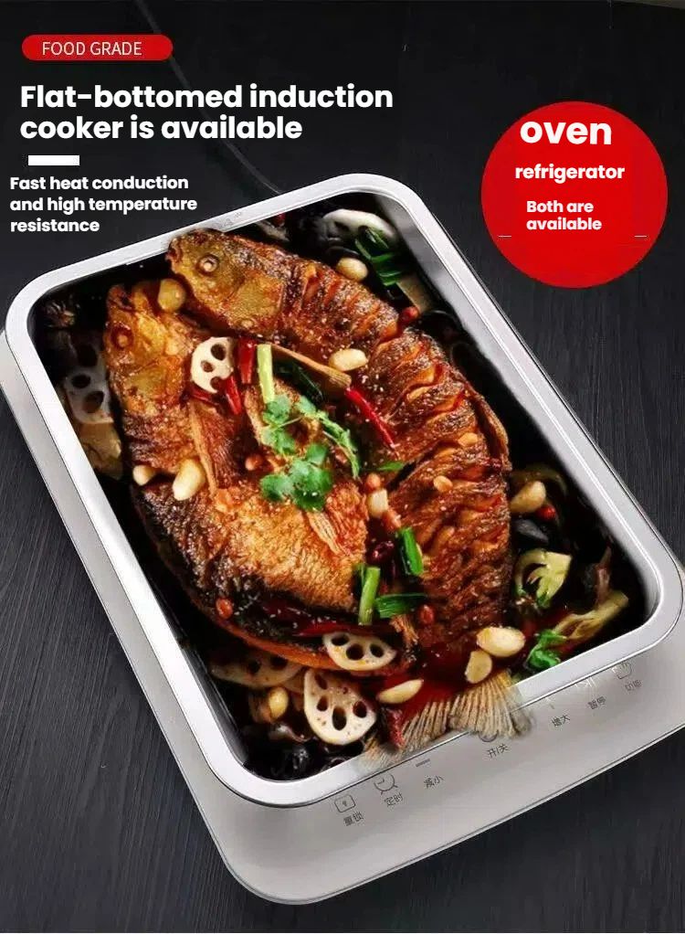 Large Stainless Steel Baking & Roasting Tray 36×27x4cm – Heavy Duty Oven, Stovetop & BBQ Pan for Meat, Fish & Vegetables, 2PCS Reusable Kitchen Bakeware