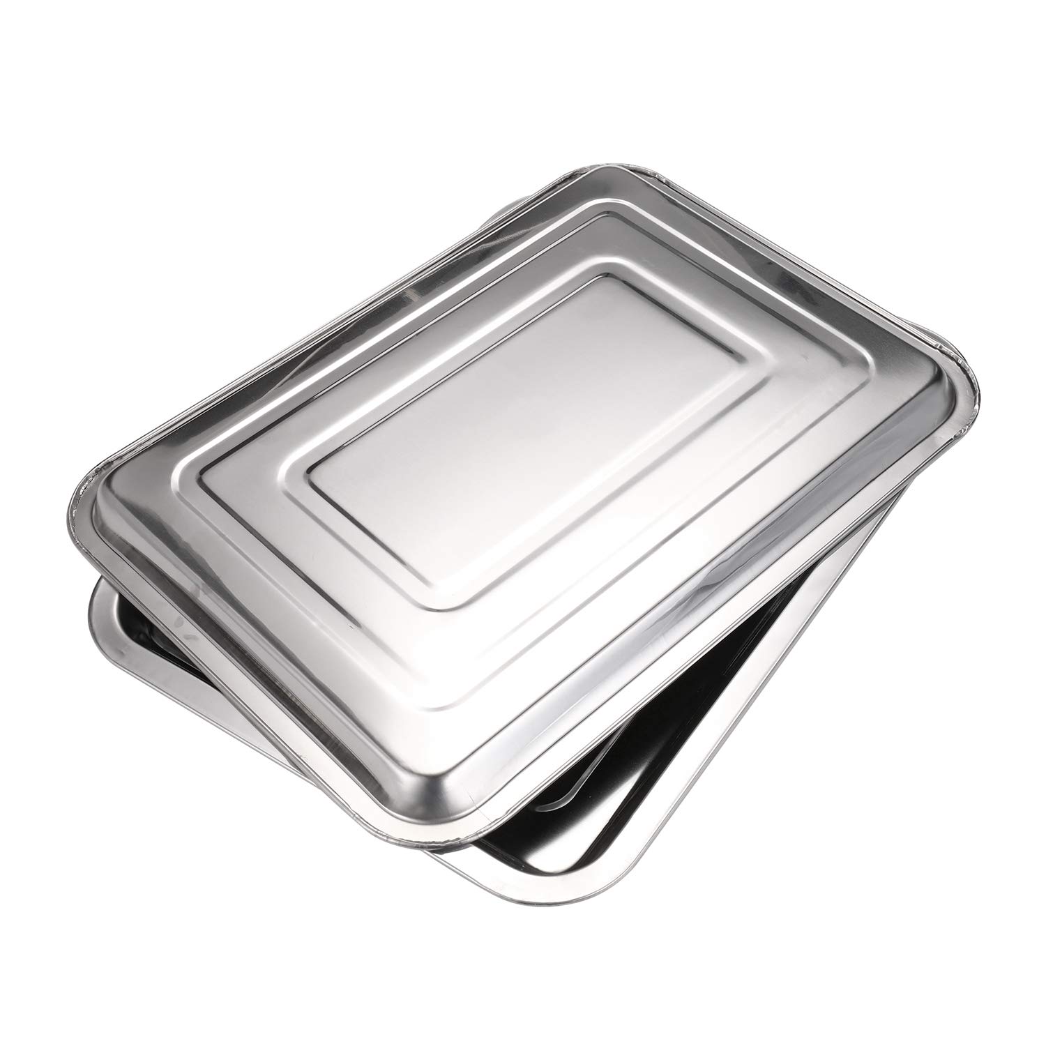Large Stainless Steel Baking & Roasting Tray 36×27x4cm – Heavy Duty Oven, Stovetop & BBQ Pan for Meat, Fish & Vegetables, 2PCS Reusable Kitchen Bakeware