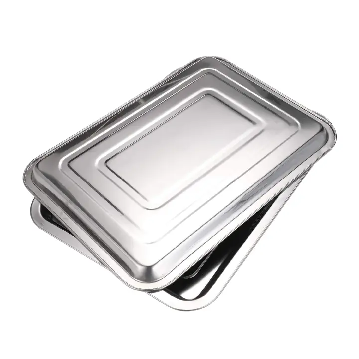Large Stainless Steel Baking & Roasting Tray 36×27x4cm – Heavy Duty Oven, Stovetop & BBQ Pan for Meat, Fish & Vegetables, 2PCS Reusable Kitchen Bakeware