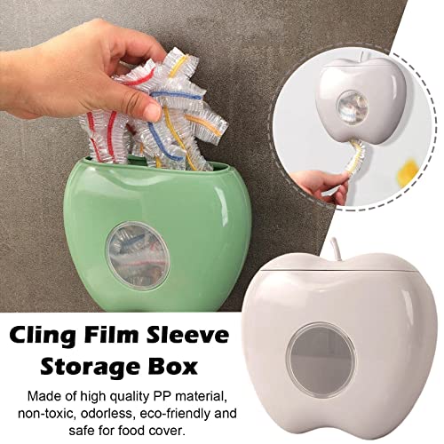 Apple-Shaped Wall-Mounted Plastic Wrap Storage Box with 100 Cling Films – Punch-Free, Large Capacity Organizer for Kitchen, Bathroom, Shower Cap, Foil, Food Bags, Easy to Install