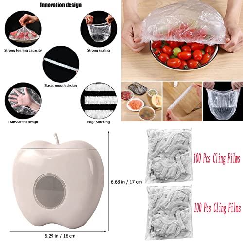 Apple-Shaped Wall-Mounted Plastic Wrap Storage Box with 100 Cling Films – Punch-Free, Large Capacity Organizer for Kitchen, Bathroom, Shower Cap, Foil, Food Bags, Easy to Install