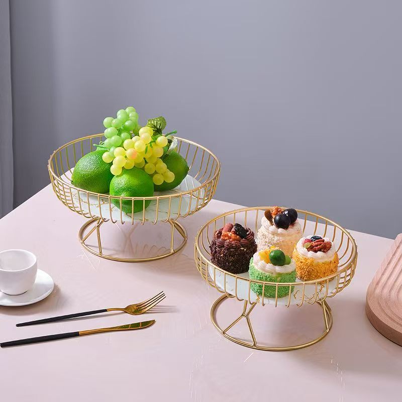 Gold Metal Fruit Tray for Living Room Table – Creative Snack Organizer Plate for Cake, Dessert & Fruits, Stylish Tabletop Storage for Home, Parties and Daily Use