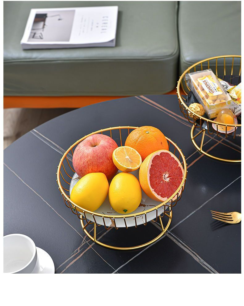 Gold Metal Fruit Tray for Living Room Table – Creative Snack Organizer Plate for Cake, Dessert & Fruits, Stylish Tabletop Storage for Home, Parties and Daily Use