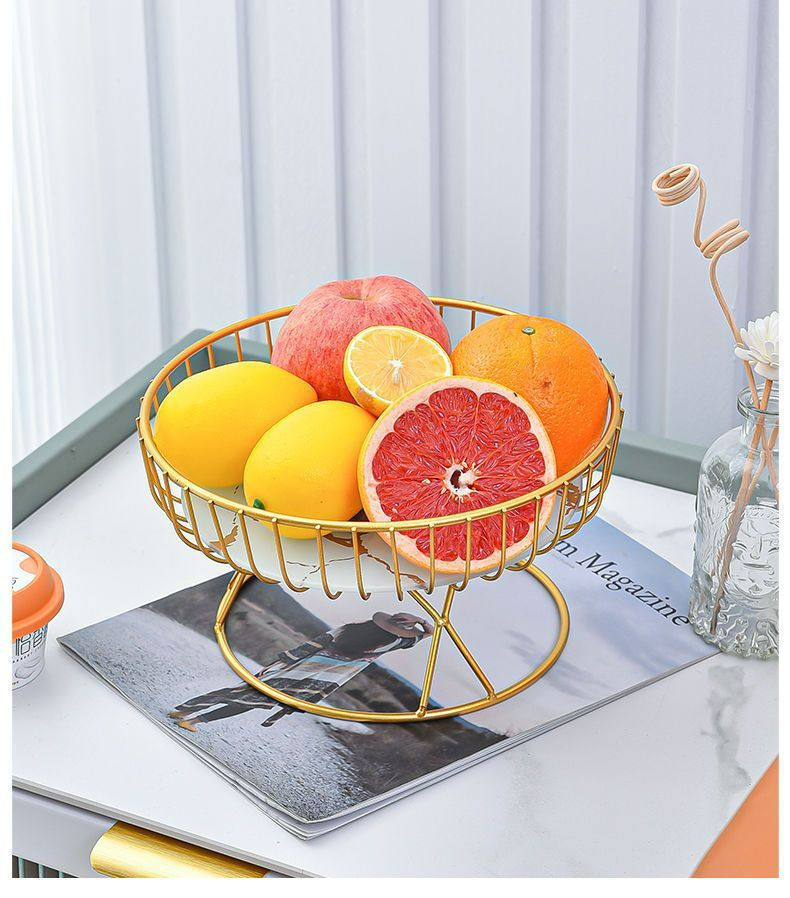 Gold Metal Fruit Tray for Living Room Table – Creative Snack Organizer Plate for Cake, Dessert & Fruits, Stylish Tabletop Storage for Home, Parties and Daily Use