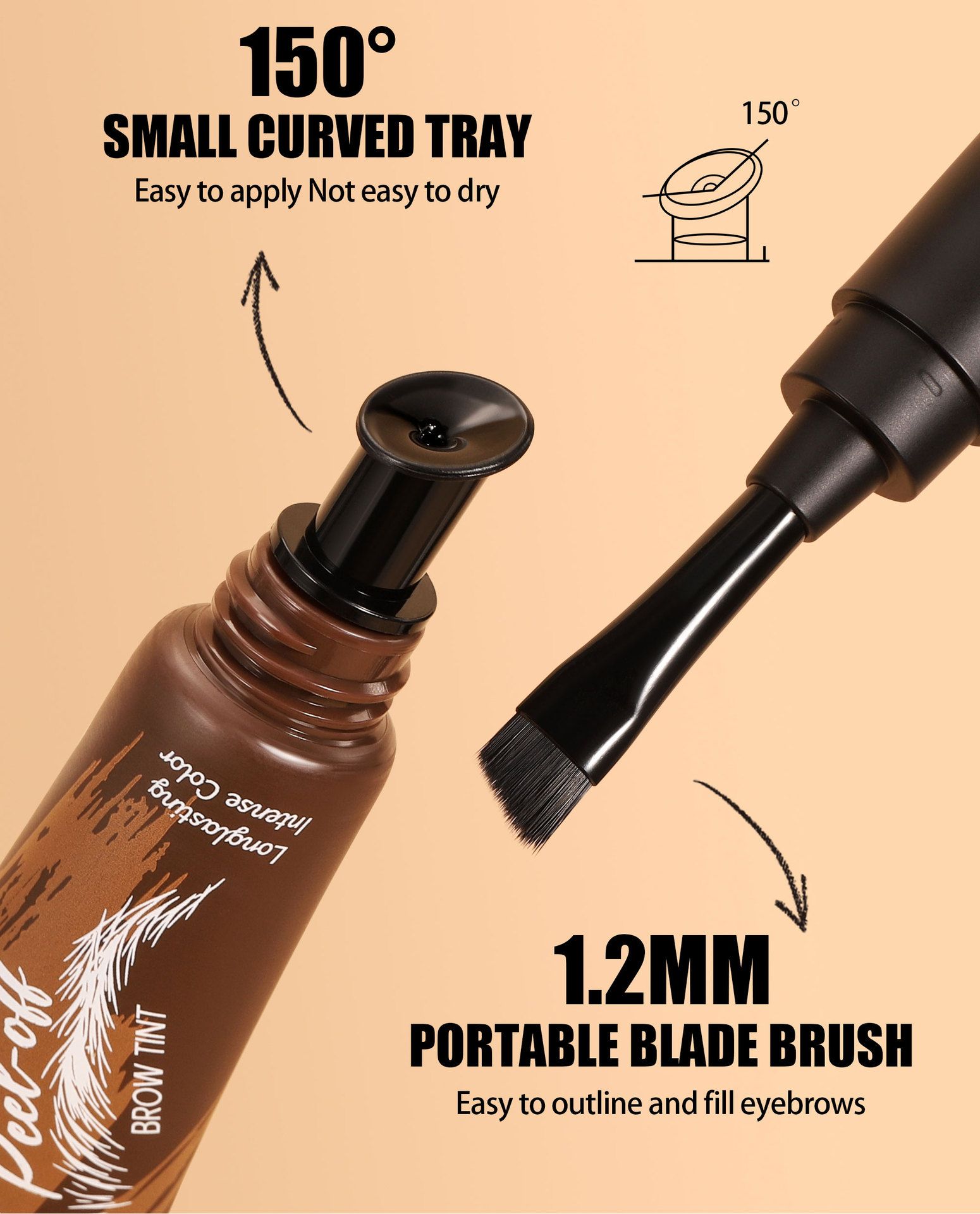 Peel Off Waterproof Eyebrow Tint Gel, Long Lasting Semi-Permanent Brow Mascara for Natural Shaping and Coloring, Easy to Apply Soft Brow Cream, 5-Day Durable Brow Color, 1 Pc