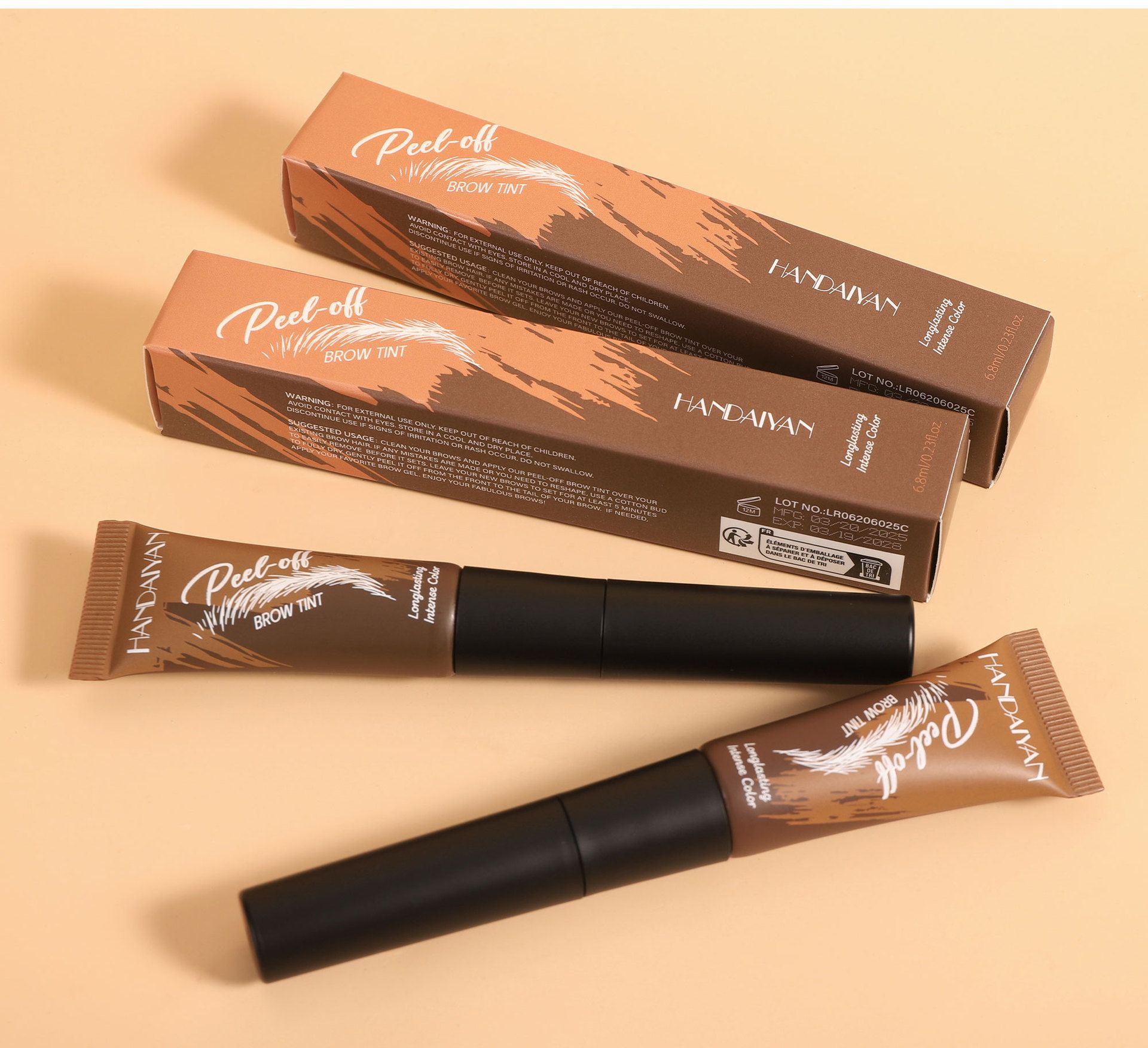 Peel Off Waterproof Eyebrow Tint Gel, Long Lasting Semi-Permanent Brow Mascara for Natural Shaping and Coloring, Easy to Apply Soft Brow Cream, 5-Day Durable Brow Color, 1 Pc