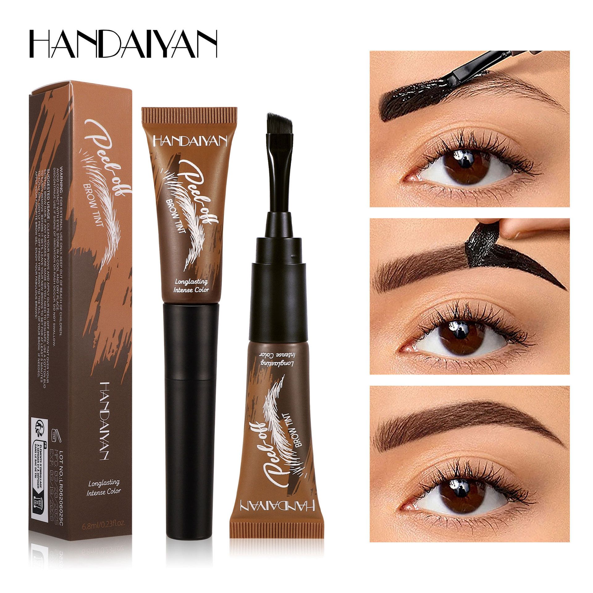 Peel Off Waterproof Eyebrow Tint Gel, Long Lasting Semi-Permanent Brow Mascara for Natural Shaping and Coloring, Easy to Apply Soft Brow Cream, 5-Day Durable Brow Color, 1 Pc
