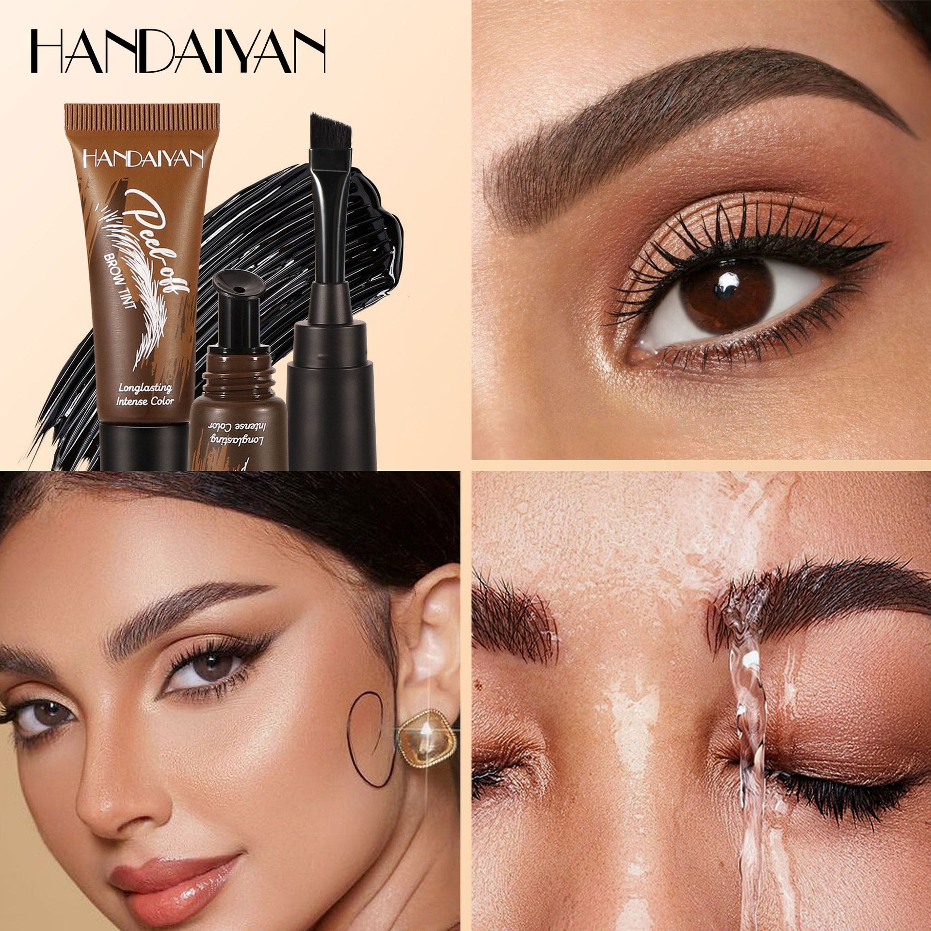 Peel Off Waterproof Eyebrow Tint Gel, Long Lasting Semi-Permanent Brow Mascara for Natural Shaping and Coloring, Easy to Apply Soft Brow Cream, 5-Day Durable Brow Color, 1 Pc
