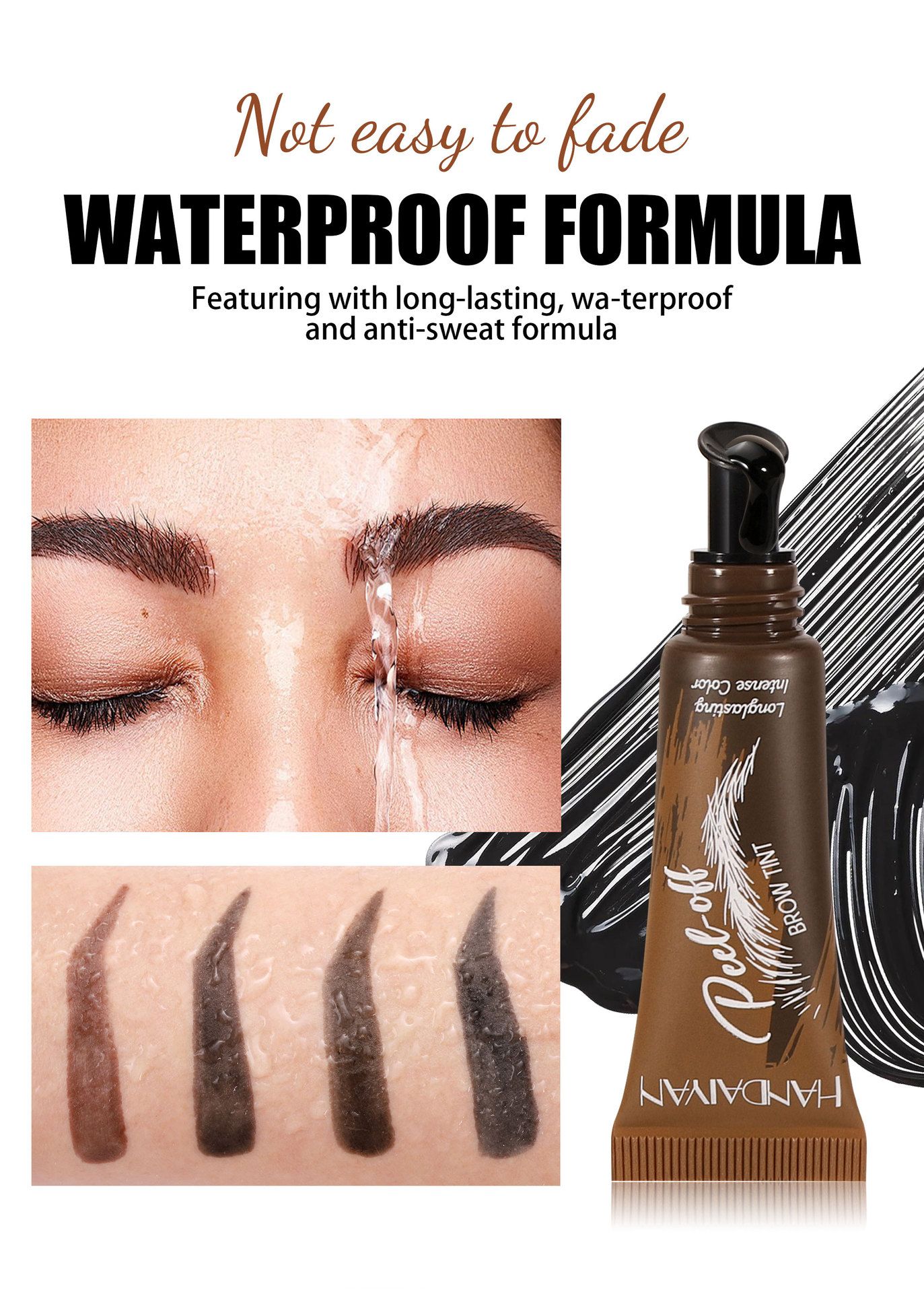 Peel Off Waterproof Eyebrow Tint Gel, Long Lasting Semi-Permanent Brow Mascara for Natural Shaping and Coloring, Easy to Apply Soft Brow Cream, 5-Day Durable Brow Color, 1 Pc