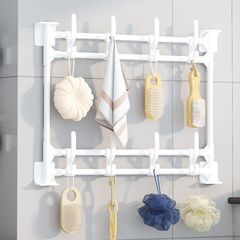 Large Size No-Drill Door & Wall Hook Rack with Strong Adhesive – Bathroom Storage Organizer for Hats, Keys, Bags, Towels, Clothes, Home & Office Use
