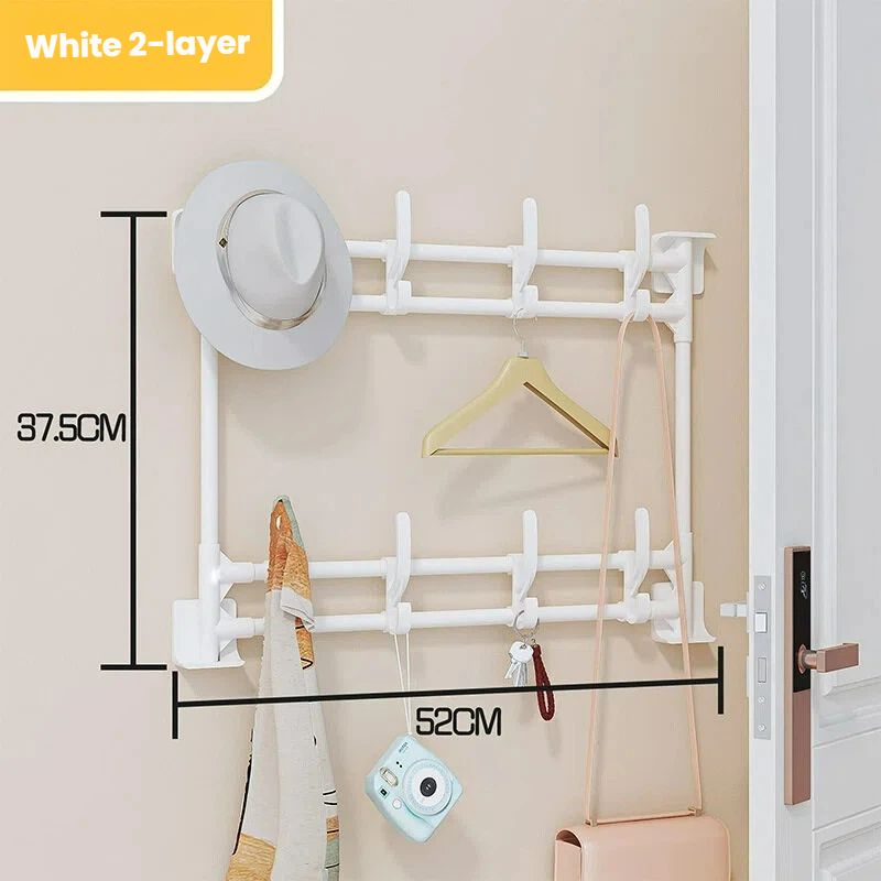 Large Size No-Drill Door & Wall Hook Rack with Strong Adhesive – Bathroom Storage Organizer for Hats, Keys, Bags, Towels, Clothes, Home & Office Use