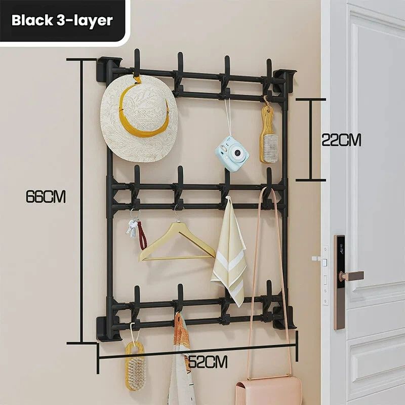 Large Size No-Drill Door & Wall Hook Rack with Strong Adhesive – Bathroom Storage Organizer for Hats, Keys, Bags, Towels, Clothes, Home & Office Use