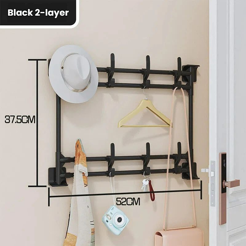 Large Size No-Drill Door & Wall Hook Rack with Strong Adhesive – Bathroom Storage Organizer for Hats, Keys, Bags, Towels, Clothes, Home & Office Use